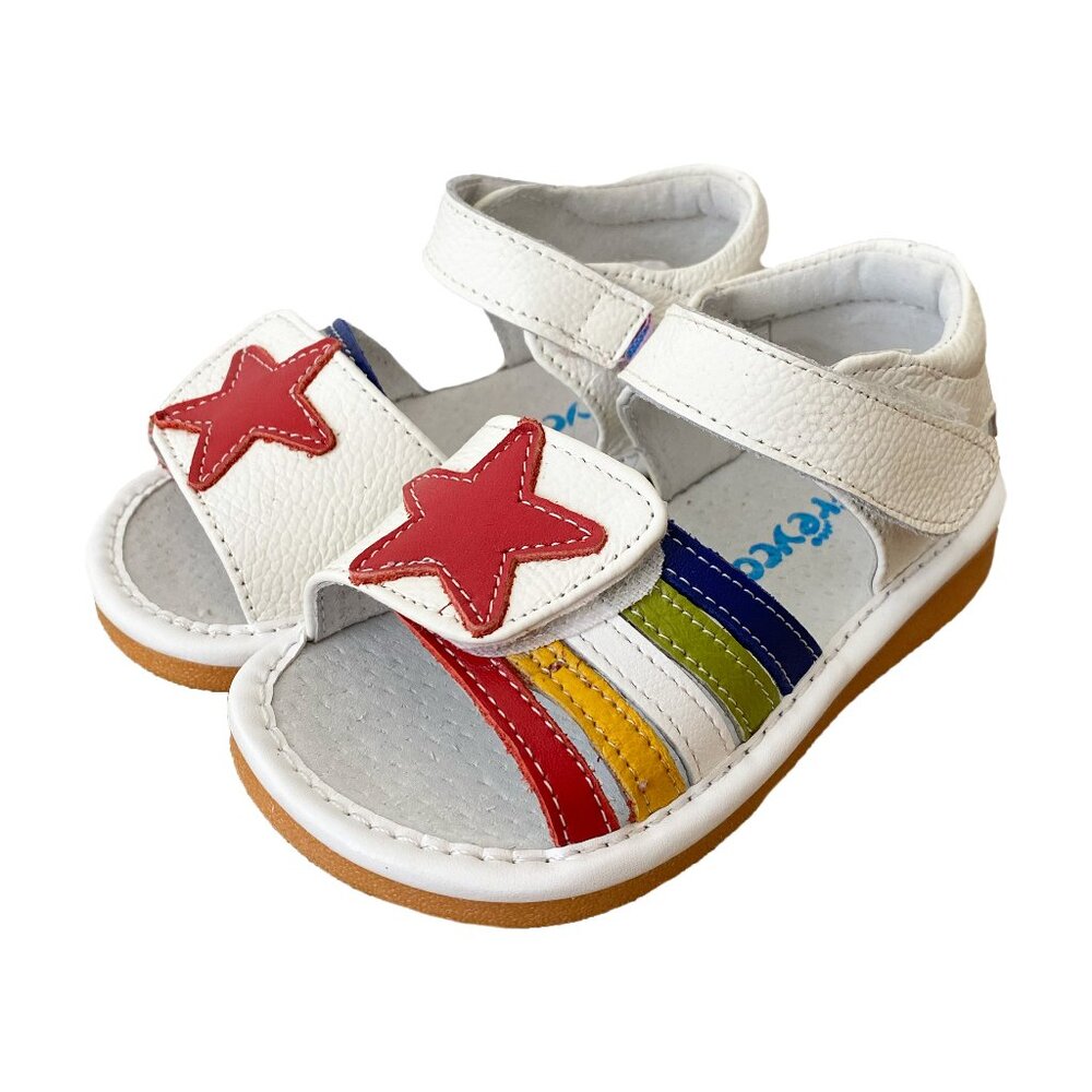 NEW ⭐️ White/Multicolor Star Squeaky Sandal - Multiple Toddler Sizes